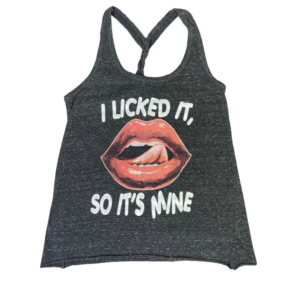 District Made “ I licked it so it's mine” Women's Ideal Gray Racerback Tank Sz M - Picture 6 of 9